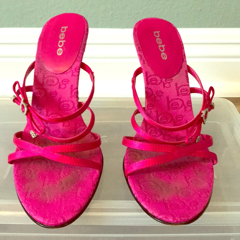 🎀 Hot Pink BEBE Satin Stilettos 👠